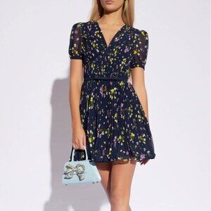 Self-Portrait SS/24 Navy Floral Chiffon Mini Dress